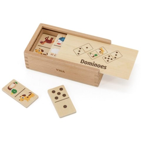 VIGA Drewniane Domino 2w1 Zwierzęta i Liczby Viga Toys VIGA Drewniane Domino 2w1 Zwierzęta i Liczby Viga Toys