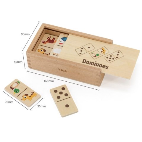 VIGA Drewniane Domino 2w1 Zwierzęta i Liczby Viga Toys VIGA Drewniane Domino 2w1 Zwierzęta i Liczby Viga Toys
