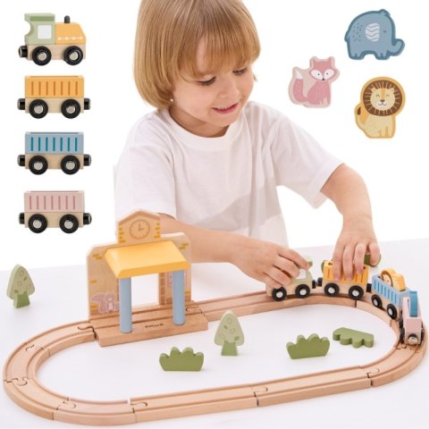 PolarB Drewniany Zestaw Kolejowy 30 el. Viga Toys PolarB Drewniany Zestaw Kolejowy 30 el. Viga Toys