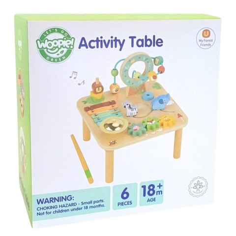 WOOPIE GREEN Drewniany Stolik Edukacyjny Muzyczny Labirynt Sensoryczny 5W1 Woopie Let's Go Green WOOPIE GREEN Drewniany Stolik Edukacyjny Muzyczny Labirynt Sensoryczny 5W1 Woopie Let's Go Green
