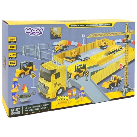 WOOPIE Samochód Ciężarowy 6w1 Zestaw Budowy Dźwig Resoraki Akcesoria Woopie