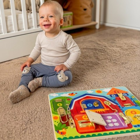 TOOKY TOY Tablica Manipulacyjna Zamki Obrazki Farma Tooky Toy