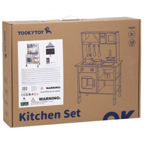 TOOKY TOY Duża Drewniana Kuchnia dla Dzieci 10 el. FSC Tooky Toy