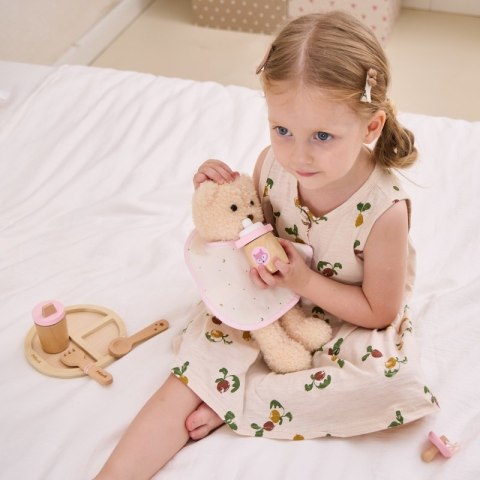 VIGA PolarB Drewniany Zestaw do Karmienia Lalki Torba - z Butelką i Śliniaczkiem Viga Toys