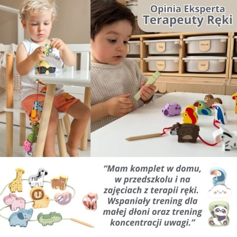Viga Drewniana przeplatanka Klocki Farma do nawlekania Viga Toys