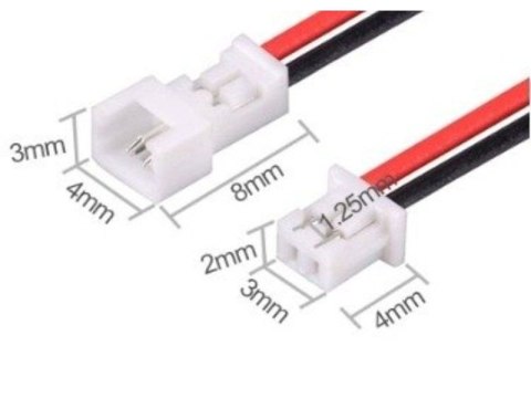 Wtyk Micro JST z przewodem 120mm - 2 PIN raster 1.25 - MCX - Męski (male) Wtyk Micro JST z przewodem 120mm - 2 PIN raster 1.25 - MCX - Męski (male)