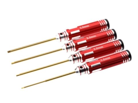 Zestaw Czterech Hexów, Narzędzi Imbusowych PRO TYTAN Metal King Red Zestaw Czterech Hexów, Narzędzi Imbusowych PRO TYTAN Metal King Red