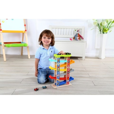 TOOKY TOY Kolorowa Zjeżdżalnia Tor Dla Samochodów Tooky Toy TOOKY TOY Kolorowa Zjeżdżalnia Tor Dla Samochodów Tooky Toy