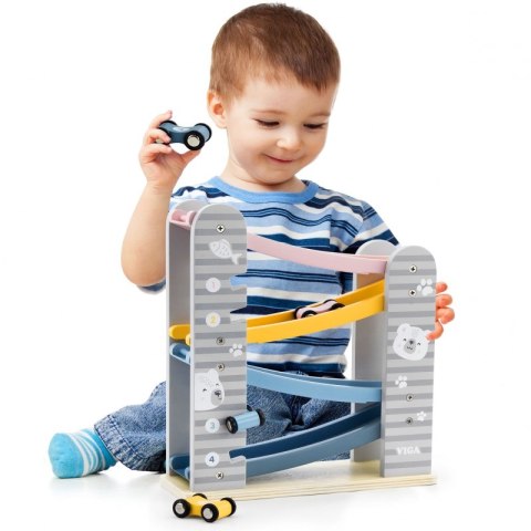 VIGA Kolorowa Drewniana Zjeżdżalnia Dla Samochodzików PolarB Viga Toys VIGA Kolorowa Drewniana Zjeżdżalnia Dla Samochodzików PolarB Viga Toys