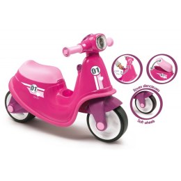 Smoby Różowy jeździk skuter Ciche koła Pink Scooter Smoby