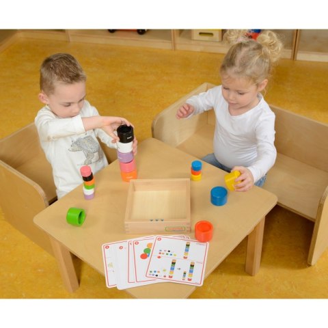 Kolorowe Drewniane Klocki i Kubeczki Masterkidz Masterkidz